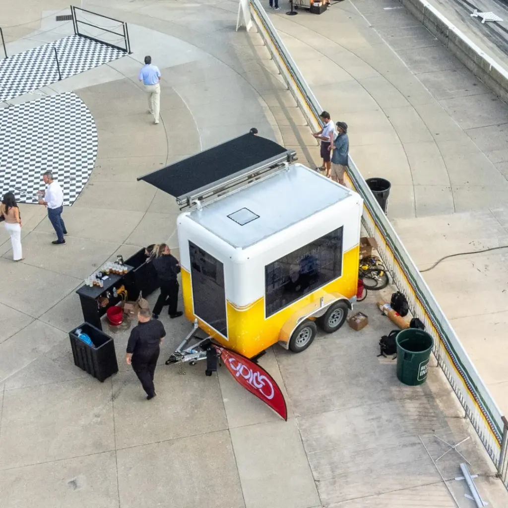 Pourter branded social media post highlighting custom mobile trailer solutions